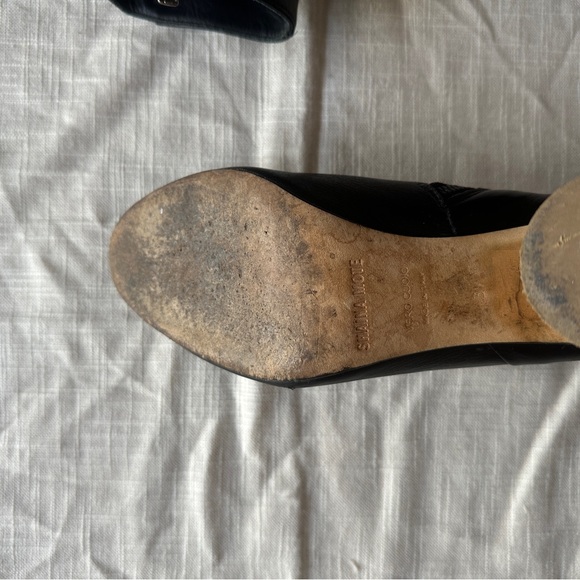 Shaina Mote Ikebana Black Leather Bamboo Heeled Ankle Boots - Picture 6 of 7